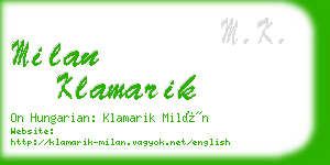 milan klamarik business card